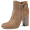 QUEEN HELENA Tronchetti Traforati Stivaletti con Tacco con Zip Laterale Casual Donna X30-112 (Cuoio, Sistema Taglie Calzature EU, Adulto, Donna, Numero, Media, 36)