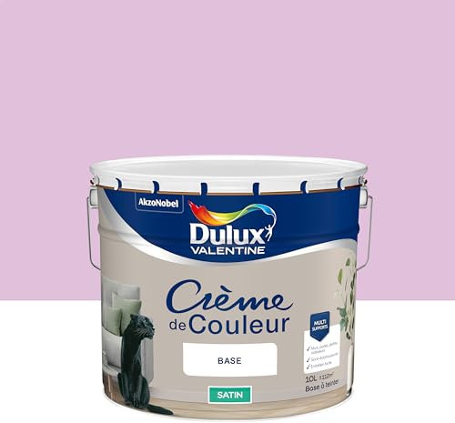 Dulux Valentine Crème de Couleur - Peinture multi-supports intérieure - Satin Fantaisie Parme 10 L