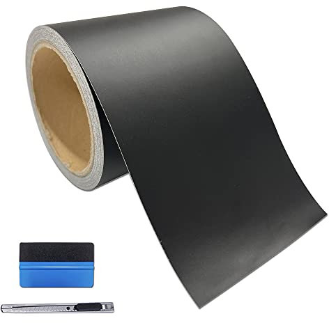Auto Folie Schwarz Matt - 7.5CMx900CM Selbstklebend Zierleisten Folie für Auto Motorrad Fenster Kfz Chromleisten Folierung Schwarz