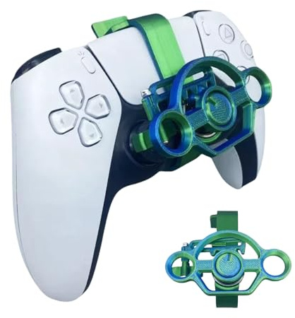 CHOWONE Mini volante para mando de juego de carreras PS5, accesorio de control remoto para PS5, simulador de carreras de coche, accesorio para volante (verde azulado)