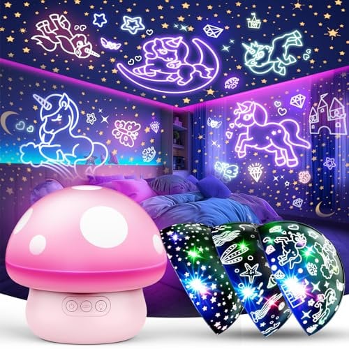Unicorno Luce Notturna Bambini, Proiettore Stelle Soffitto Natale Regali Bambini 2 3 4 5 6 7 8 Anni Lampada Notturna per Bambini Unicorno Bambina Regalo Giocattoli Bambina 3-9 Anni Cameretta Bambina