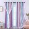 XiDi Blaue Verdunkelungsvorhänge mit Netz 132 Drop Hollow Out Star Pattern Mix Weiß Voile Vorhänge mit kurzen transparenten Ösen für Kinder Jugendzimmer 137 cm Pink Blauviolett/132/137/2 IT