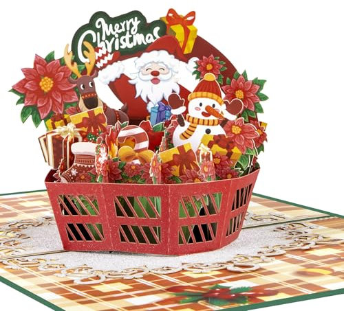 GREETING ART Pop-Up Karte Weihnachten- 3D Weihnachtskarte mit Weihnachtsstern, Weihnachtskarten mit Umschlag, Weihnachten Karte für Frauen Männer,Geschenk für Weihnachten