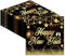 Silvester Servietten 2025,40 Stück Happy New Year Servietten Schwarz Gold Silvester Neujahr Deko mit Goldmetallischer Aufschrift,Silvesterdeko Napkins Deko Tischdeko für Neujahr Party Dekoration