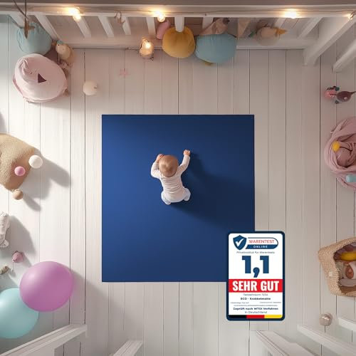 ECO Krabbelmatte Abenteuerland 240x300cm Blau - OEKO-TEX zertifizierte Krabbel- und Spielunterlage aus Deutschland. Für kleine Füße, die Großes vorhaben!