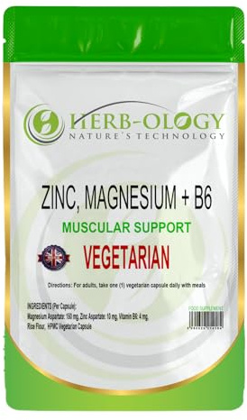 HB Zinc, Magnesium & B6 | 360 High Strength Capsules - 10mg Zinc, 150mg Magnesium Aspartate & 4mg Vitamin B6 per Capsule | Supplements for Men | Non-GMO Gluten Allergen & Filler Free | Made in UK