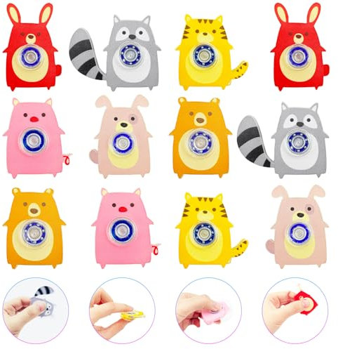 Yeefunjoy 12 Stück Fidget Spielzeug, Cartoon-Tier Kristall Fidget Finger Toy für Kinder Erwachsene Anti Angst Spielzeug Fokus Partygeschenke Weihnachten Ostern Geschenk Set Spielzeug Zappeln Spielzeug