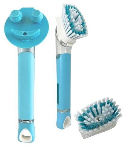 Smilyeez lächelnder Griff mit Seifenspender für den lächelnden Schwamm und Smilyeez Dishwand Combo (Hellblau)