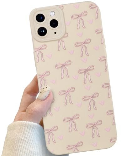 Ribbon Bowknot Phone Case for iPhone 11 Pro Max, Cute Pink Heart Bow Knot Bowknot Ribbon Design Case for Women Girls, Soft Slim Girly Cover for iPhone 11 Pro Max
