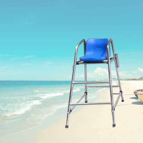 Chaises de sauveteur de piscine en acier inoxydable - Chaises de sauveteur/de terrasse hautes pour l'extérieur Charges 300 kg/660 lb - Tabourets de bar de piscine avec siège confortable pour