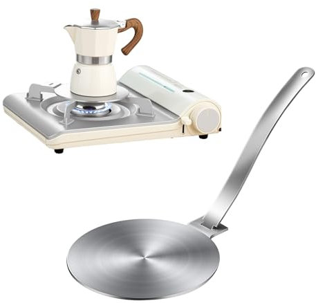 shoxil Piastra adattatore a induzione 13 cm – piastra adattatore universale a induzione per pentole non magnetiche, piastra in acciaio inox durevole con manico rimovibile