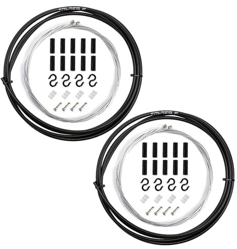 Cerioll Schaltseil Set, Universal Fahrrad Schaltseil, 2 Sätze Fahrrad Schaltzug Set, Mit 2m Außenhülle, Für Mountainbike, MTB, Rennrad Fahrrad (Schwarz)