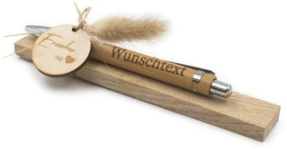 VmG-Store Holz Kugelschreiber als Geschenkidee zum Muttertag Mama Vatertag Geburtstag Papa Oma und Opa Arbeitskollege Freundin Freund (Mit Wunschname, 12 Erzieher mit Herz)