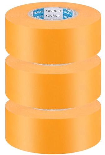 Xujinsongg 3 Rollen Malerkrepp Kreppband, Kreppklebeband, Abklebeband Malerband, Maler Klebeband für Goldband 30 mm x 50 m, Masking Tape aus Washi Tape, Abdeckband zum Lackieren Streichen Zubehör