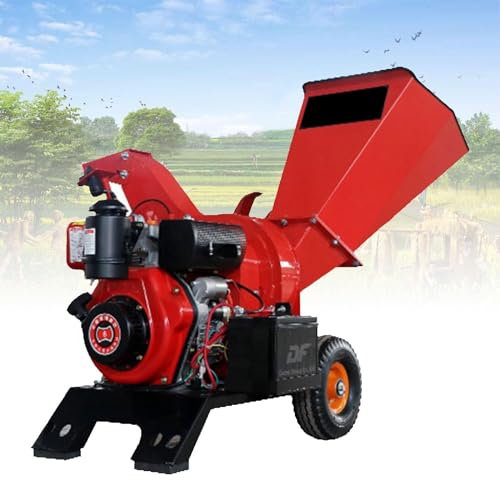 KLYDBMYT Mehrzweck-Baumhäcksler, 173F Diesel, 3,6-l-Kraftstofftank, 8 Klingen, Elektrostart, Rot