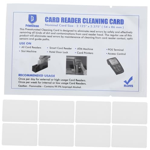 SHINEOFI 4 Sätze Reinigungskarte Reinigungszubehör Maschine Reiniger Putzkarten Card Reader Cleaning Card Reinigungschip Karte Kartenleser Cleaning Card Pvc Weiß 10 Stück * 4