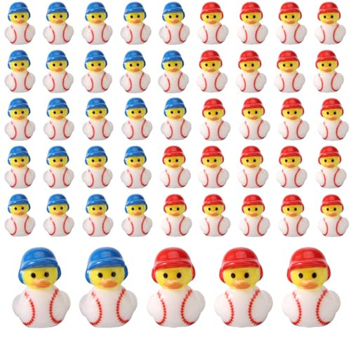 Lyreh 50stk Miniatur-Baseball-Enten aus Kunstharz, Mini-Baseball-Enten Partygeschenke Mikro-Landschaftsornament Haus- Gartenzubehör für Heimlandschafts- und Gartengeschenke (Blau und Rot)