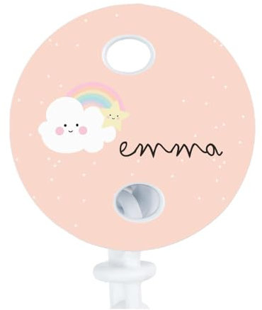Wanapix | Personalisierter Schnullerhalter | Schnullerkette für Neugeborene | Schnullerband für Babys | Ungiftige Tinten | Wolke und Stern