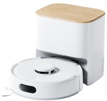 SwitchBot K11+ Robot aspirapolvere con mocio, 6000Pa, potenza di aspirazione, 90 giorni di raccolta della polvere, auto-svuotamento LDS intelligente mappatura da 3,6, design compatibile con Apple