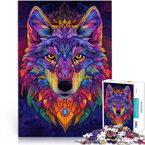 für Erwachsene 2000-teiliges Puzzle Neon Wolf Aus Karton，ab 14 Jahren Heimdekoration Geburtstagsgeschenk。Größe：70x100cm/27.5x39.3Zoll