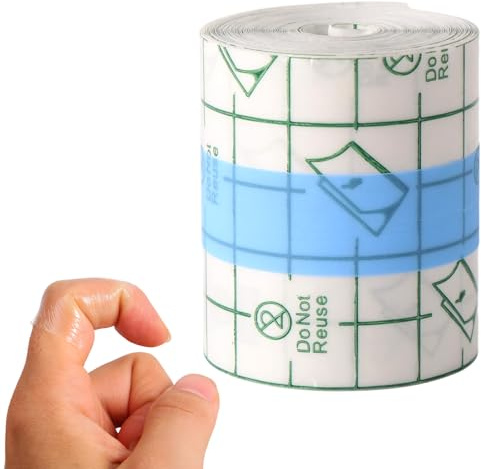 Transparent Waterproof Tape for Skin, Flexible Finger Knuckle Tape Clear Film Dressing Bandage Plaster Adhesive Cracked Hands Protector for Fingertips Thumbs Toe Tattoo Shower Swim (1.96x196.8in)