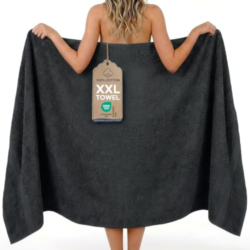 Twinzen - Saunahandtuch & Badetuch 100% Baumwolle - 100x200 cm | Anthrazit · Saugstark & Weich · 360 GSM · Mit Aufhänger · OEKO-TEX Zertifiziert · XXL Badetuch