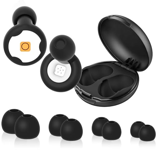 Bouchon d'oreille pour Dormir - 45dB Anti Bruit, Réutilisable, Silicone Confortable, 4 Tailles XS/S/M/L, Idéal pour Sommeil, Voyage et Concentration (Noir)