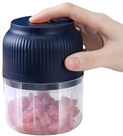 300ML Cordless Electric Garlic Chopper, USB Rechargeable Mini Food Processor, Portable Stainless Steel Blade Veggie Meat Grinder with Food Grade PP Bowl for Home Kitchen Baby Food Prep