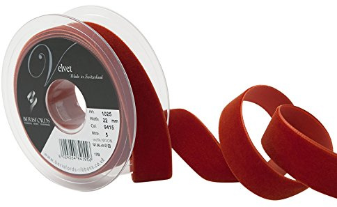 Berisfords Velvet Ribbon Acajou 30mm - Nylon Craft Ribbon for Sewing, Gift Wrapping and Hair Accessories