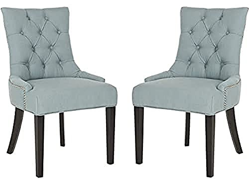 SAFAVIEH Set of 2 Contemporary Upholstered Chairs, in Sky Blue