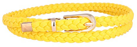 Adoptfade Damen Weben Gürtel Schmal Mit Goldener Metall-Schnalle, Gelb
