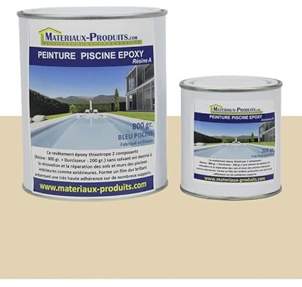 MATPRO - Peinture Piscine Epoxy - Sans Solvant - Très Haute Adhérence sur Béton, Ciment, Enduit - Application Travaux Neufs/Réparation - Ivoire - 1Kg