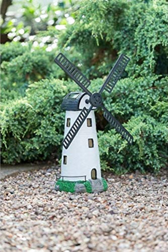 G19 New Solar Powered Light & Motion Windmill Glow at Night Time in Your Garden - White