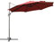 Outsunny 3(m) Patio Offset Roma Parasol Umbrella Cantilever Hanging Aluminium Sun Shade Canopy Shelter 360° Rotation with Hand Crank and Cross Base, Wine Red