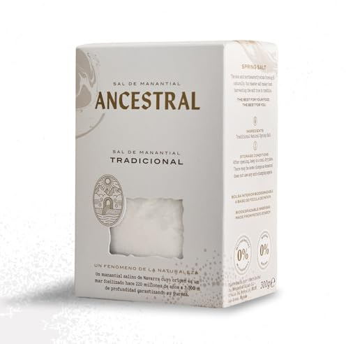 Sal de Manantial ANCESTRAL - Sal sin refinar 100% Ecológica- Sal fina de mesa sin microplásticos ni aditivos - Producto gourmet de sabor suave y auténtico. Para Cocinar a Diario.