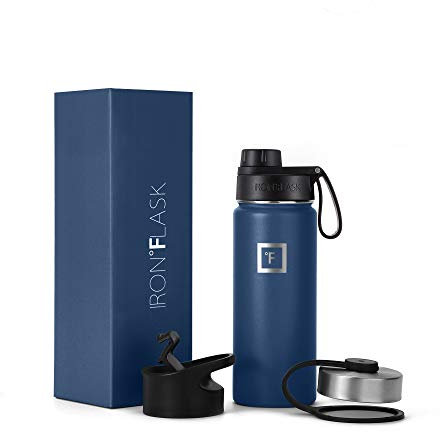 IRON °FLASK Sports Water Bottle - 530 ml, 3 Lids (Spout Lid), Vacuum Insulated Stainless Steel, Double Walled, Thermo Mug, Metal Canteen