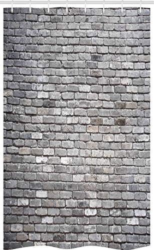 ABAKUHAUS Grau Schmaler Duschvorhang, Im Alter von Raue Ziegelmauer, Badezimmer Deko Set aus Stoff mit Haken, 120 x 180 cm, Grau