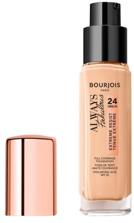BOURJOIS - Fond De Teint Always Fabulous 24h 110 Vanille clair - Fini Semi-Mat - À L'Acide Hyaluronique & Vitamine E - Haute Couvrance - Longue Tenue 24h - SPF20 - 30ml