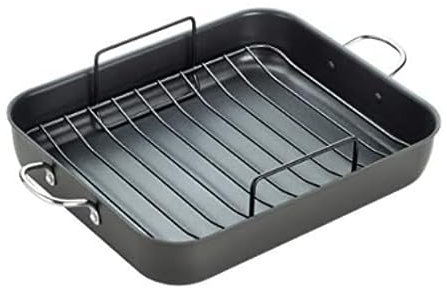 T-fal Ultimate Hard Anodized Nonstick Roasting Pan 16 Inchx13 Inch Roaster Pan, Pots and Pans, Cookware Black
