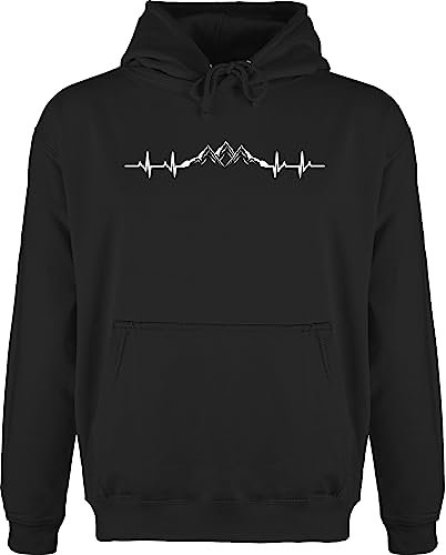 Hoodie Herren Pullover Männer - Skiurlaub Apres Ski - Berge Herzschlag I Geschenk Bergliebhaber I Bergliebe - M - Schwarz - après-ski Party Outfit valemtinstagsgeschenk Berg Pulli