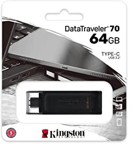 Kingston DataTraveler 70 - DT70/64GB Drive Flash USB-C, Nero