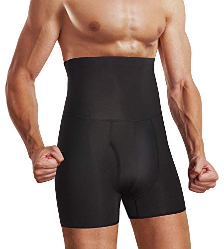CHUMIAN Mutande Uomo Vita Alta Compressione Boxer Slip Controllo Pancia Dimagranti Shapewear Pantaloncini (Nero, XL)