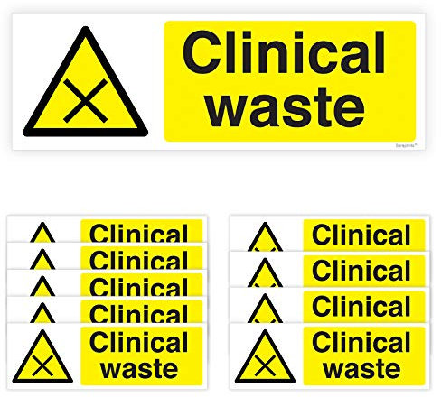 Sara Prints Pack of 10 Stickers (150 x 50 mm) Self Adhesive Waterproof Bin Stickers for Clinical Waste