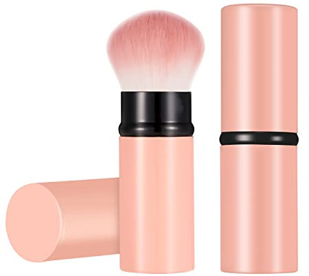 Falliny Einziehbarer Kabuki-Make-up-Pinsel, Reise-Gesichts-Rouge-Pinsel, tragbarer Puderpinsel mit Abdeckung für Rouge, Bronzer, Puder, Puder-Kosmetik
