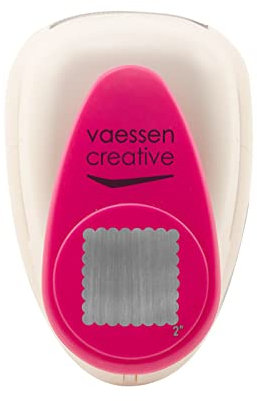 Vaessen Creative Motivstanzer Quadrat - 3.8 x 3.8 cm - Stanzer für Bastelpapier, Tonpapier, Scrapbookpapier oder Decoupagepapier, Weiß/Rosa