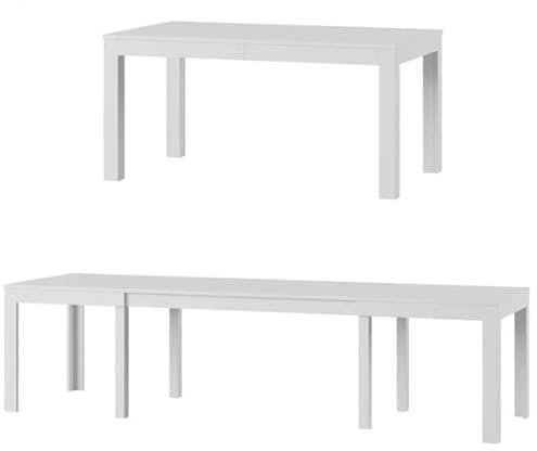 Tisch Küchentisch Esszimmertisch Esstisch Torino Ausziehbar 160-300cm (Weiß Matt)