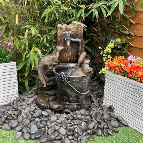 Tranquility Otters at Tap Animal Solar Powered Water Feature,Waterfall, Water Fountain, Garden Decoration, Garden Feature