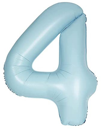 Giant Foil Number 4 Balloon - 86 cm - Matte Baby Blue