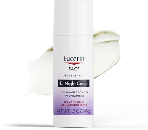 Eucerin Skin Balance Night Cream, Sensitive Skin Face Moisturizer Enriched with Tri-Balance Complex, 1.7 Oz Bottle