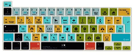 MiNGFi Silikon Premiere Pro CC Tastenkombinationen Tastaturschutz für MacBook Pro 13 M1/M2 A2338 (2020–2023), A2289 (2020), A2251 (2020–2021), Pro 16 A2141 (2019–2021) EU/ISO Tastaturlayout